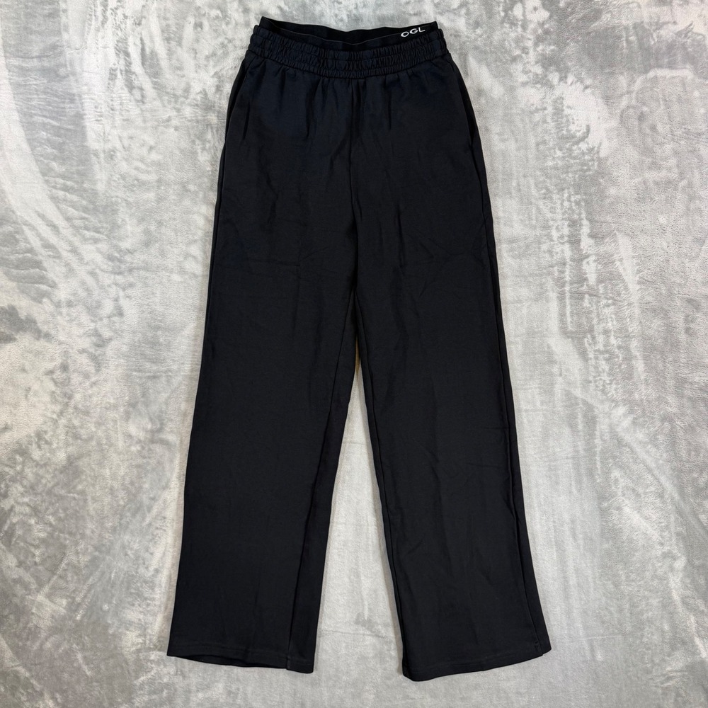 New OGL Wide Leg Lounge Pants Womens Size M Black High Rise Sweatpants
